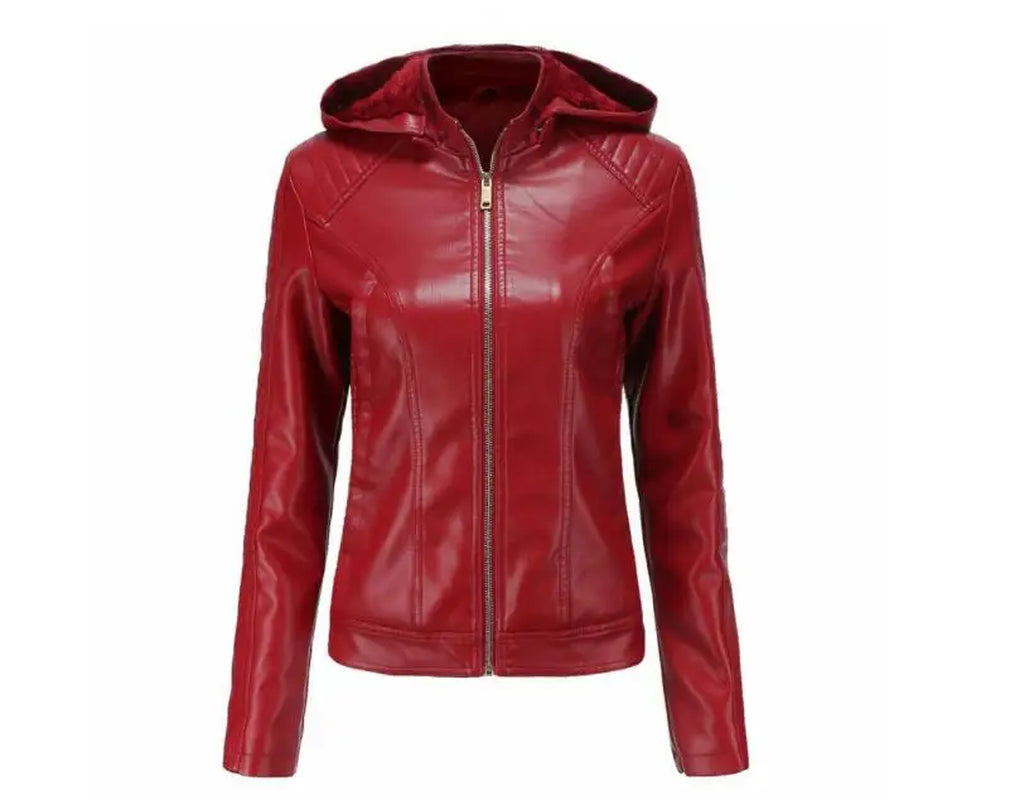 New 2019 Europe and America Large Size Women'S Jacket plus Velvet Leather Autumn and Winter Warm Hooded Jacket Women'S Jacket