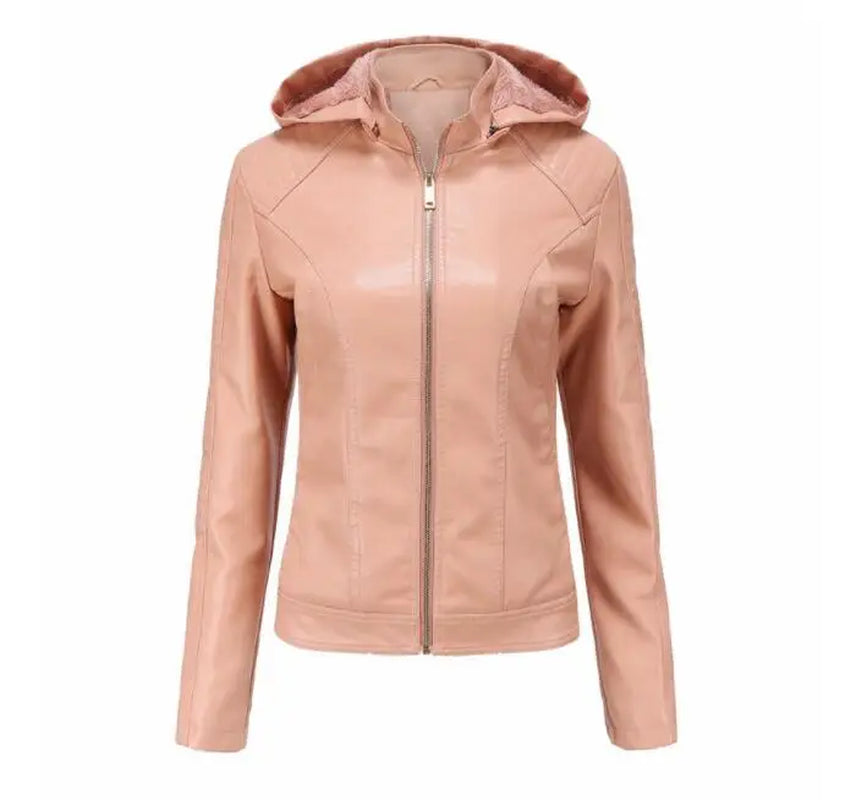 New 2019 Europe and America Large Size Women'S Jacket plus Velvet Leather Autumn and Winter Warm Hooded Jacket Women'S Jacket