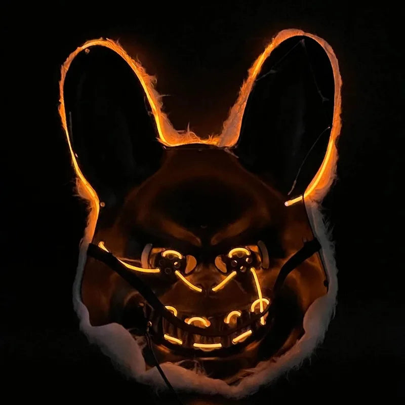 Glow Animal Mask Halloween Horror Bloody Rabbit Bear Decoration Props Simulate Fur Mask Cosplay Costume Party Decoration